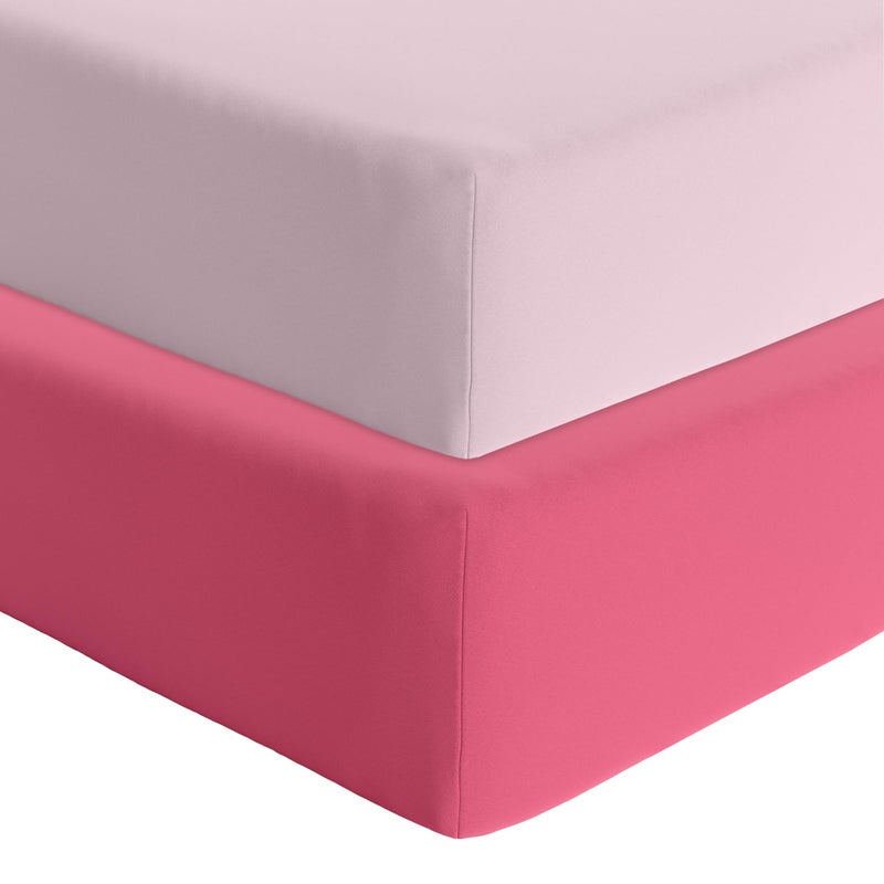 Featherhead™ 2-Pack Fitted Crib Sheets - 100% Cotton - 52" x 28" x 9" for Standard Crib and Toddler Mattress (Percale Pink) - Image 1